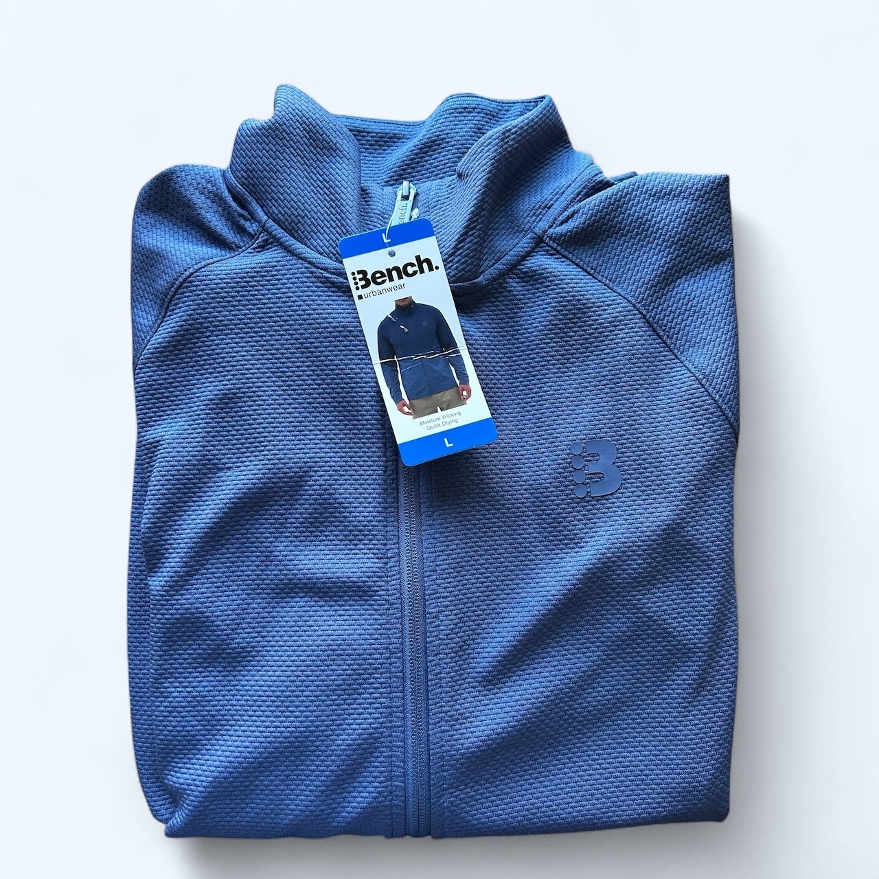 Bench Men's Full Zip Knit Moisture Wicking Jacket Blue Size L