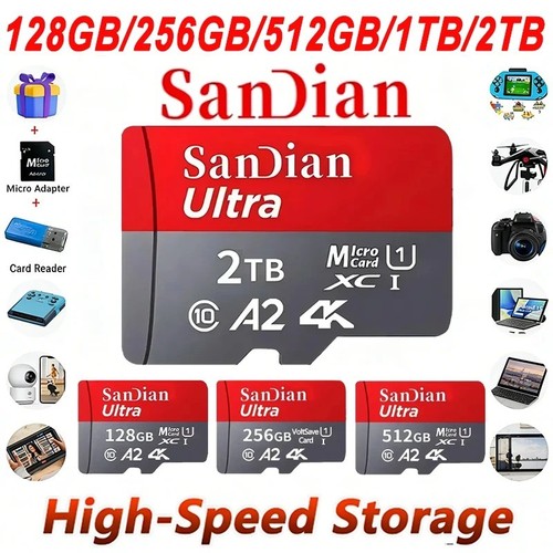 Scheda micro SD/TF da 128 GB 256 GB 512 gb 1 TB 2 TB scheda di memoria classe 10 - Afbeelding 1 van 11