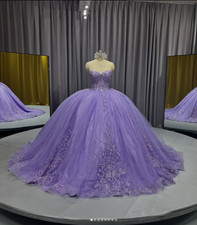 Lilac Quinceanera Dresses Sweetheart Flower Appliques Sweet 16 Prom Ball Gown