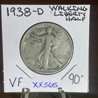 KEY DATE 1938 D WALKING LIBERTY HALF DOLLAR IN VERY FINE CONDITION  XX365