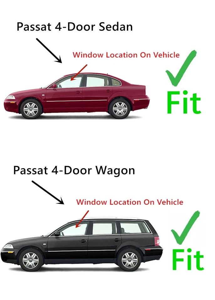 Fits 1998-2005 Volkswagen Passat Driver Left Side Front Door Window Door Glass Foto 3 de 4