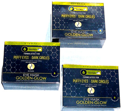 NEW Dermora Gold Eye Mask LOT 3 Boxes = 60 Pair Puffy Eyes Fine Lines Treatments