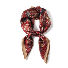100 Mulberry Silk 27" Square Scarf Women Neckerchief Wrap Vintage Red Flower