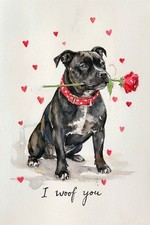 Large Luxury Black Staffy Staffie Birthday Card VAL