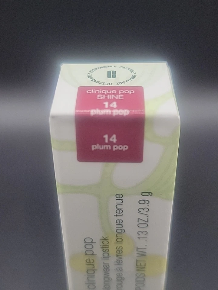 Lápiz labial Clinique Pop Longwear - Shine # 14 Plum Pop .13 oz nuevo en caja Foto 3 de 4