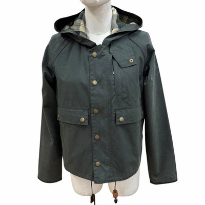 Barbour Ladies Jacket Spey Wax Cotton Leather Trim Oiled Dark Green Uk8 Ladies.