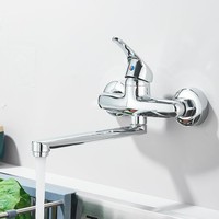 Wasserhahn KüChe Wandmontage KüChenarmatur Einhebelmischer Mischbatterie Chrom