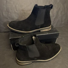 Bruno Marc Black Suede Leather Chelsea Ankle Boots Mens Size 7 Urban-06