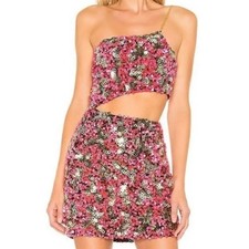 NWT Revolve H:ours Sybila Fuchsia and Gold Shiny Sequin Cut-Out Party Mini Dress