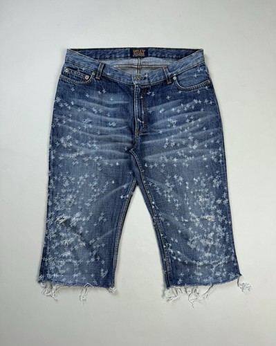 Walter Van Beirendonck, W< Walter Van Beirendonck Vintage Men’s Distressed Cut Off Denim Shorts Jeans