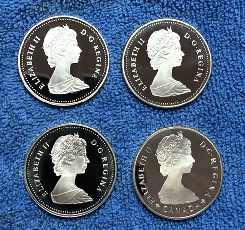 GROUP OF 4 1982 1983 1984 1985 CANADA SILVER PROOF DOLLARS