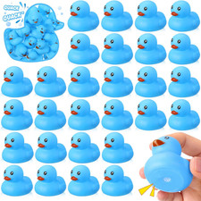 24 Pcs 2 Inch Mini Blue Rubber Ducks for Kids Children Party Favors Bulk Bath Du