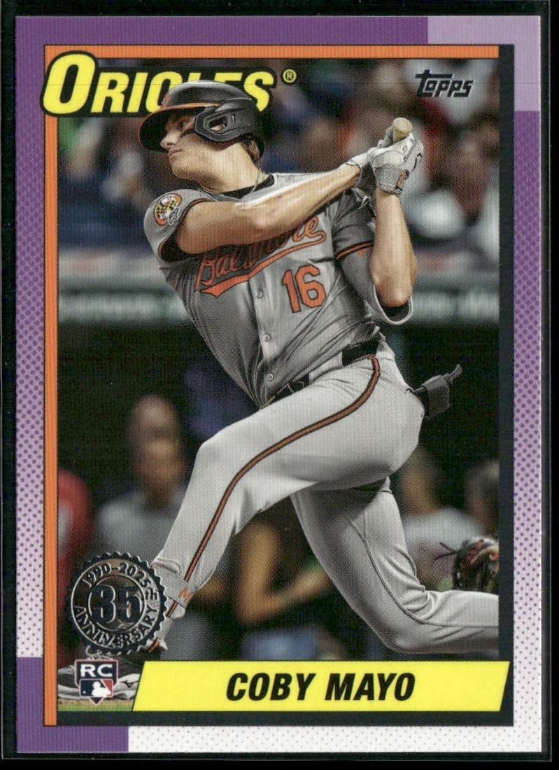 2025 Topps Series 1 Coby Mayo RC 1990 Topps Baseball #T90-93 Orioles Rookie