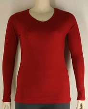 **Plus**Active Junior Basic Solid Plain Long Sleeve V-Neck Top Shirt 1XL-3XL