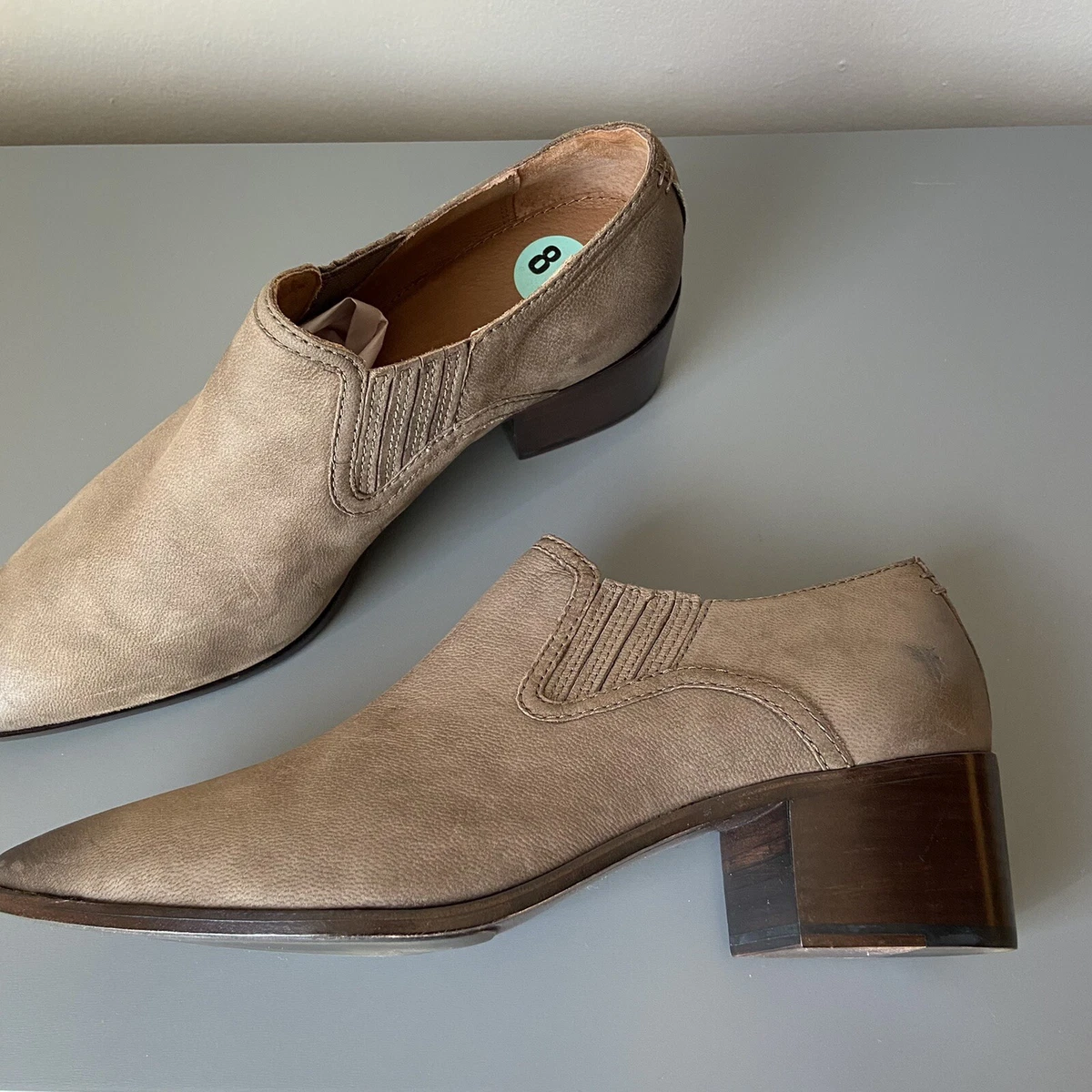 Frye Eleanor Nubuck Leather Western Shootie Booties Size 8.5 Brown