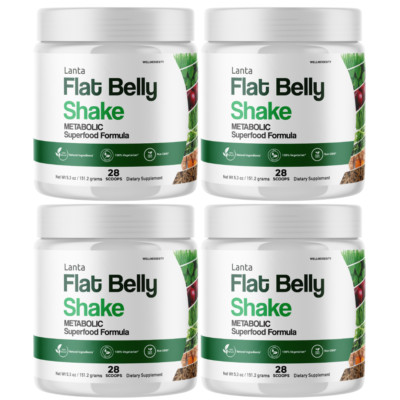 Lanta Flat Belly Shake for Men Women - Official Formula - 4 Tubs