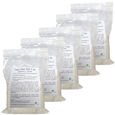 5x Totes Meer Salz je 1 kg (fein 0,1 - 1,0 mm) Speisesalz  Badesalz Peelingsalz