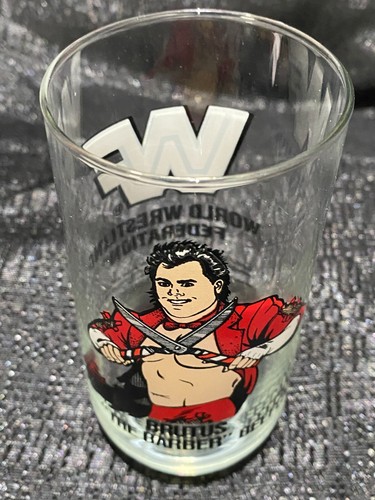 Modern VINTAGE *WWF* Brutus The Barber Beefcake 1990 Titan Sport Drinking Glass - Picture 7 of 9