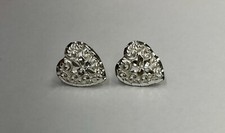 925 Sterling Silver Textured Design Heart Stud Earrings