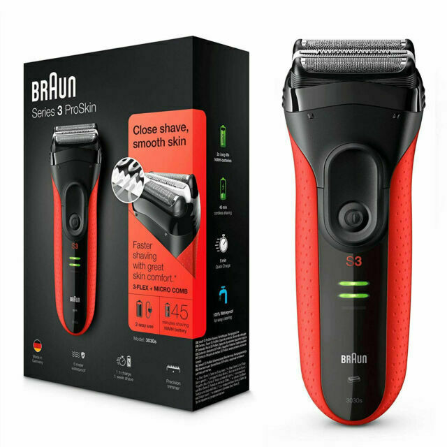 Braun Series 3 ProSkin 3030s Electric Shaver - Red for sale online