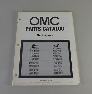 Teilekatalog OMC Evinrude / Johnson Outboards V6-Models 150-235 PS Stand 1980
