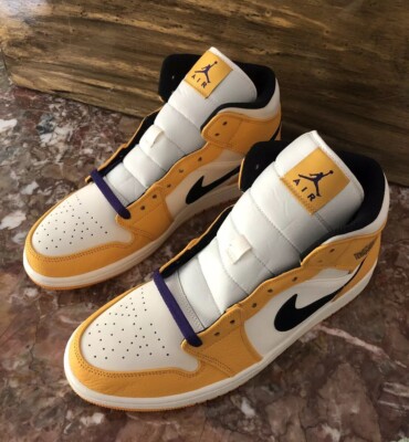 Nike Air Jordan 1 Mid SE Lakers University Gold Purple Men's