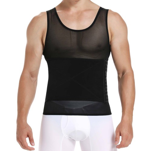 Men Slimming Tight Vest Body Shaper Tummy Control Tank Top Waist Trainer Corset - Picture 11 of 14