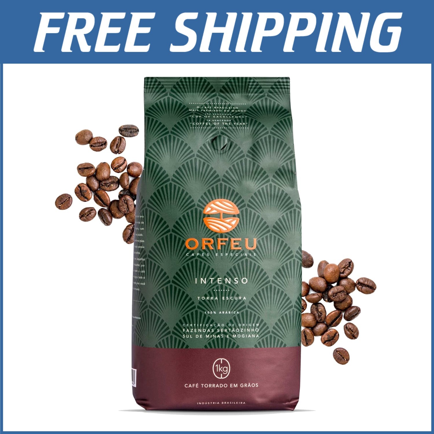 Café especial intenso Orfeu: granos tostados oscuros 100 % arábica premium - 35,2 OZ~-