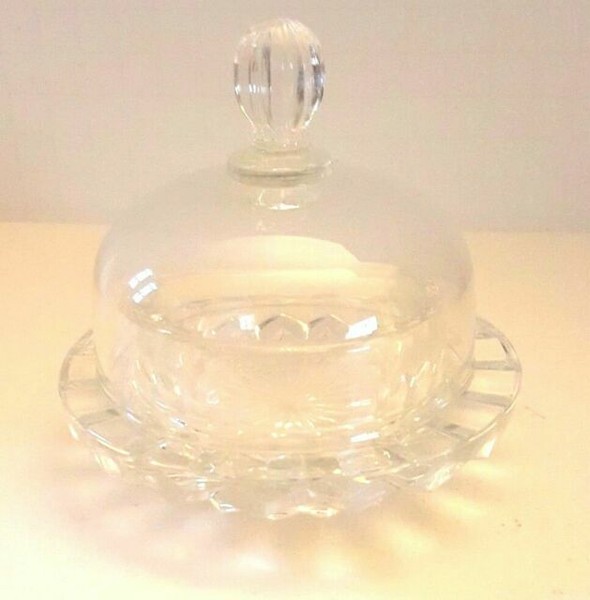 Mikasa Salina Lead Crystal Round Covered Butter Dish Qq231 360 for sale