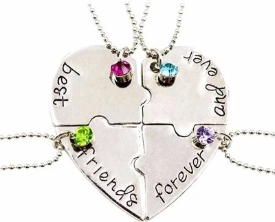 JJL 4 part best friends forever and ever necklace Christmas gifts sister cousin X