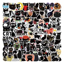 100 pcs Black Cat Stickers, Cute Cat, Hydro flask laptop no residue, 192