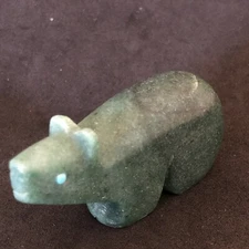 Zuni Bear Fetish - Reynold Lunasee, Zuni Artist Green Serpentine 9044