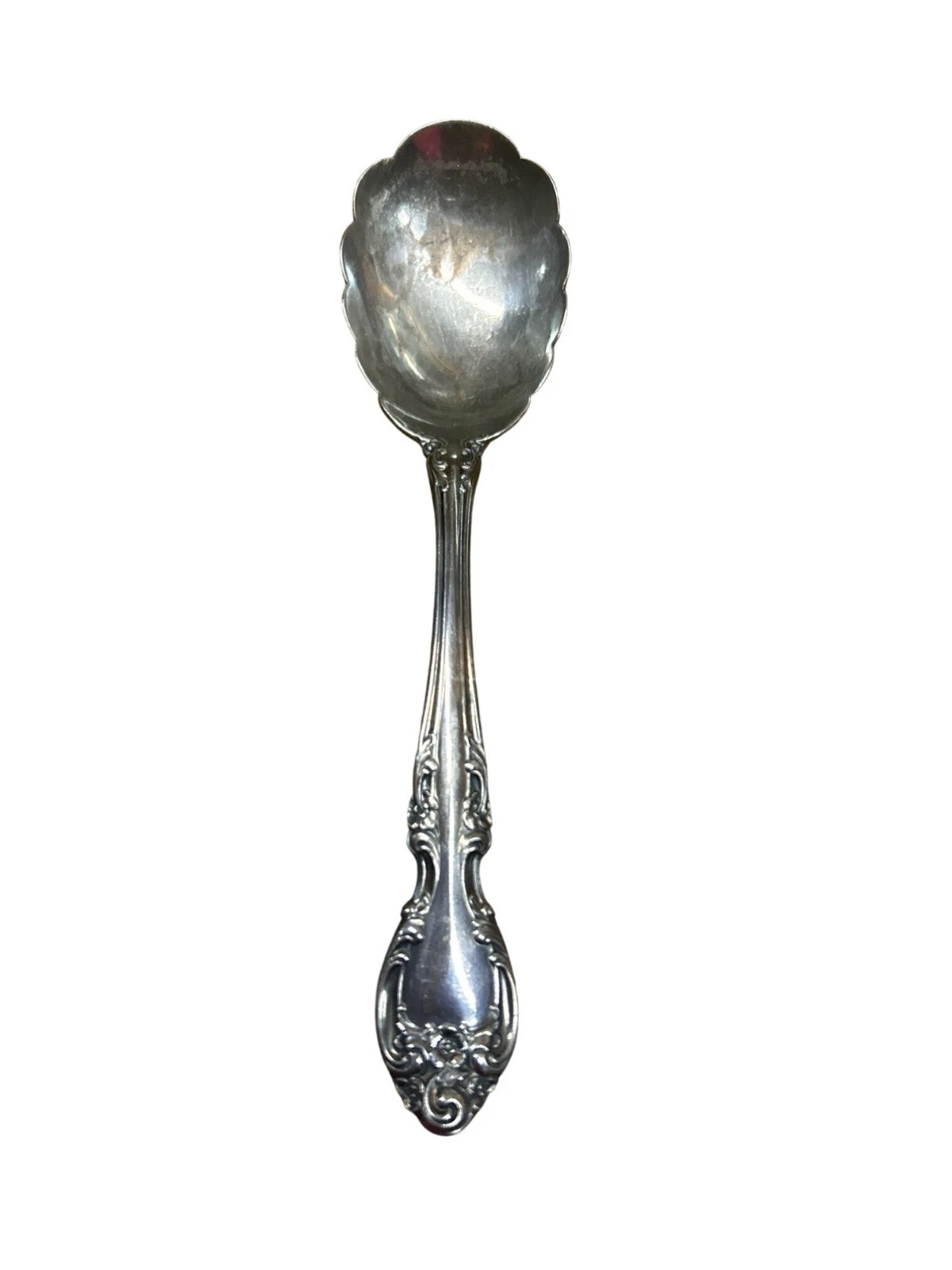 Gorham Melrose Silver Serving Spoon With Ornate Floral Design 6" Vintage Elegant