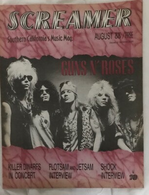 SCREAMER MAGAZINE-GUNS N ROSES GNR- FLOTSAM JETSAM - KILLER DWARVES Aug 1988 #10