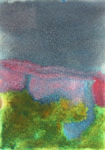 CALIFORNIA FIRE Original Abstract Watercolor Painting Art ACEO 6 Year Old Artist