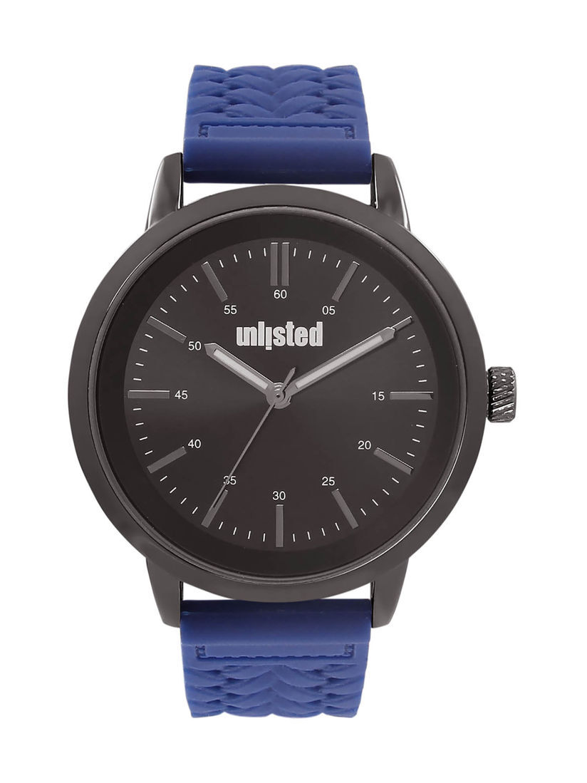 Unlisted by Kenneth Cole Blue Band Analog Black Dial Men