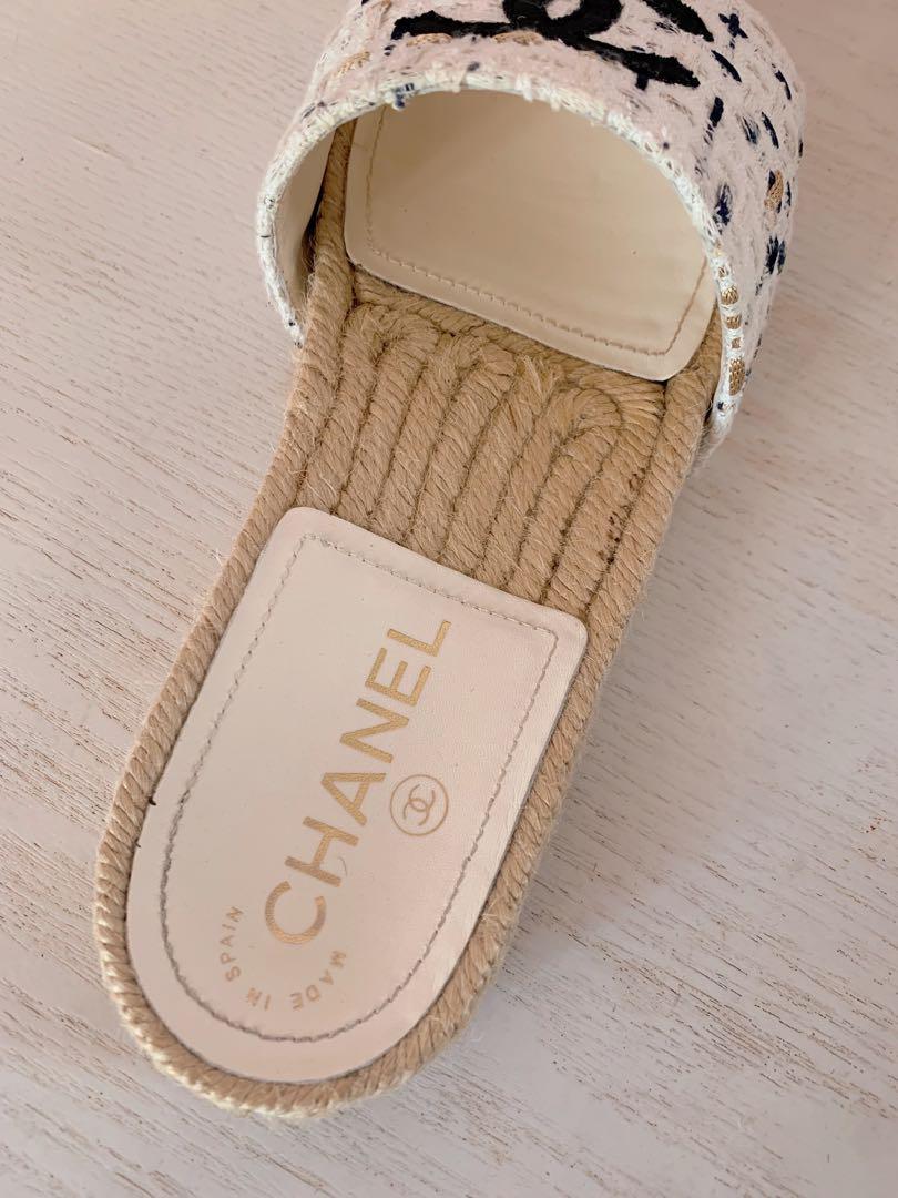 CHANEL CCマーク ロゴ カメリア エスパドリーユ 36 CHANEL Vintage CC Mark Logo Sandals #36.5-37 Mesh Blue White