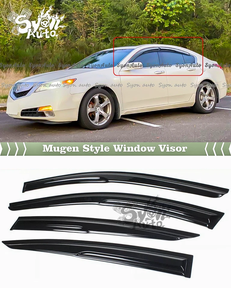 SE ADAPTA 09-2014 ACURA TL 3D ONDULADO JDM MUGEN ESTILO VENTANA VISERA PROTECTOR CONTRA LA LLUVIA DEFLECTOR Foto 2 de 4