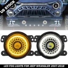 Pair 4inch Led Fog Lights Halo Ring Work Light Compatible With Jeep Wrangler Jk