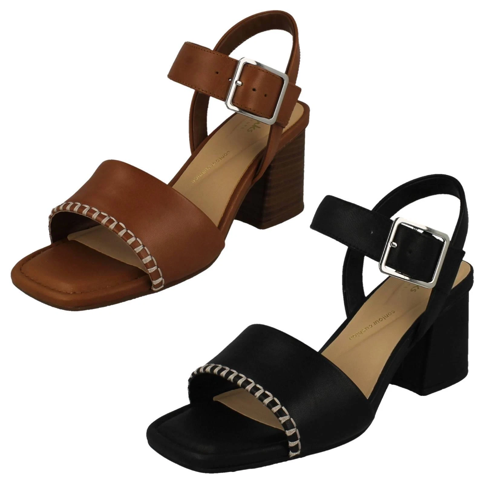 Sandali donna Clarks punta quadrata Siara 65 fibbia