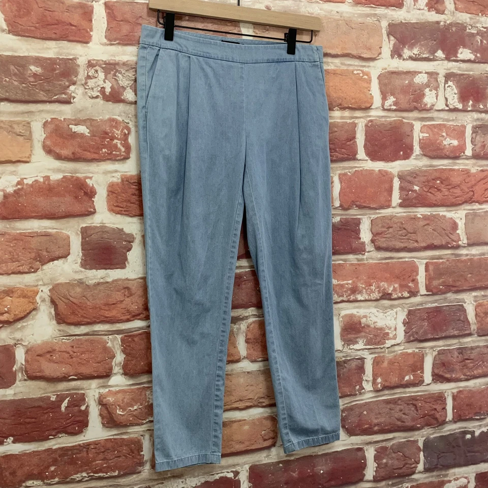 Pantalones Kate Spade Saturday para mujer talla 2 azul claro cambray denim ajustados recortados Foto 3 de 4