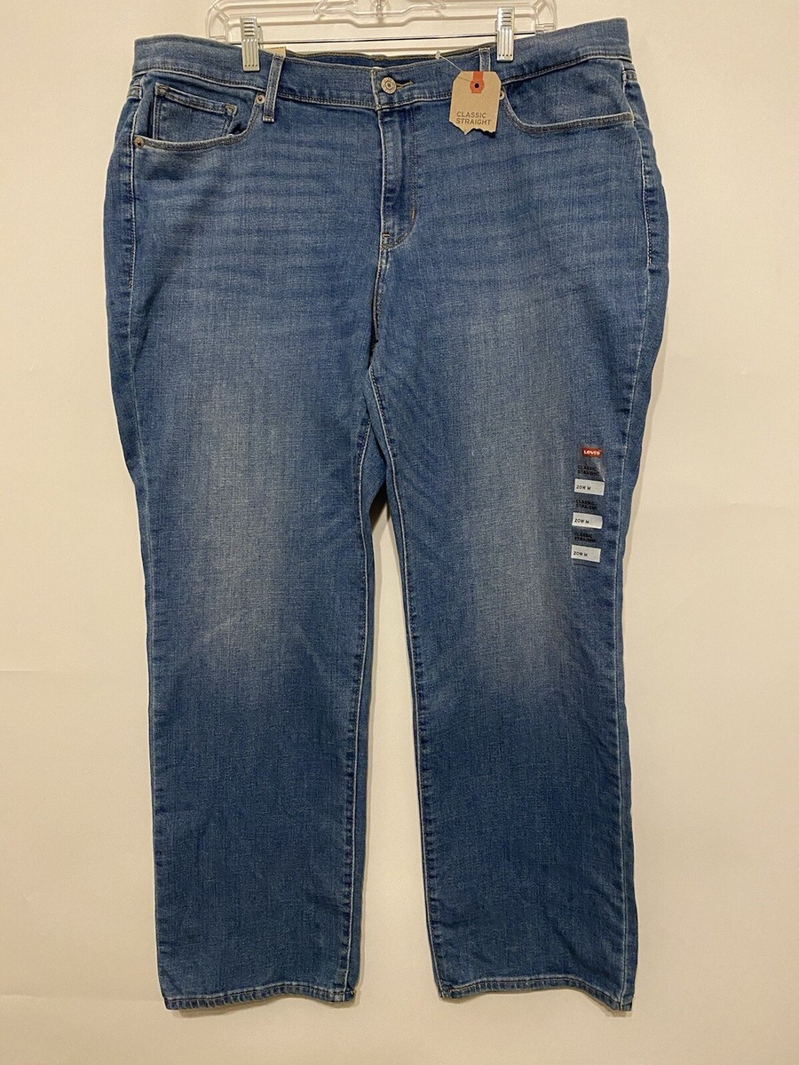 Levis 414 Classic Straight Jeans Womens 20W Stretch Mid Rise Blue
