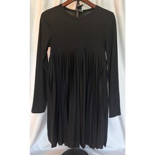 ASOS DESIGN Black Pleated Mini Dress Long Sleeve Lightweight Versatile Dress 6