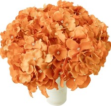 10 Stems Orange Silk Hydrangea Flowers   Artificial Centerpiece for Wedding ...