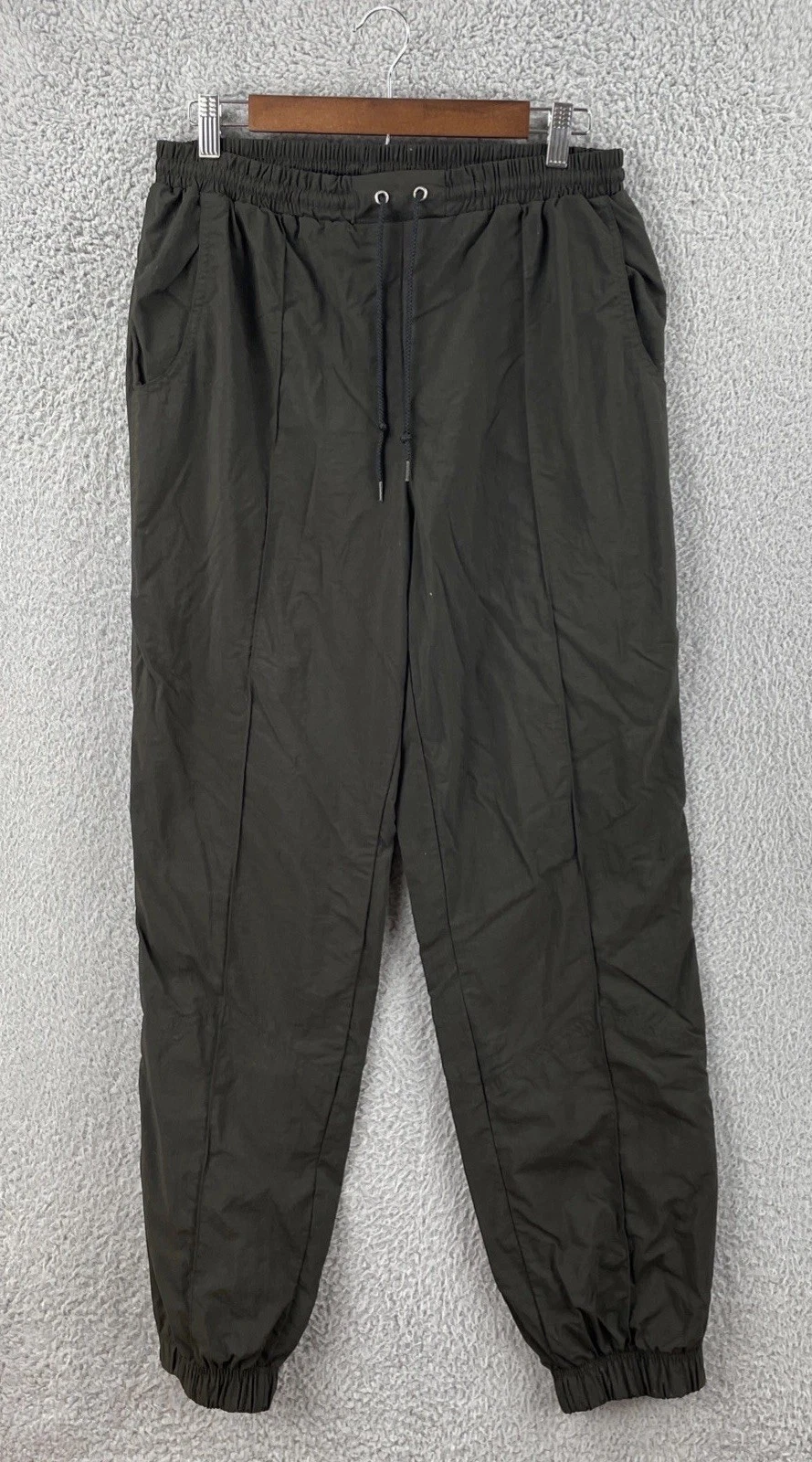 Vtg USA Olympic Nylon Track Pants Men's Medium Balck JC Penny Ankle Zip Jogger