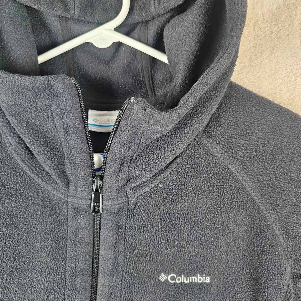 Columbia женщин Benton Springs II длинный черный флис куртка полный молнии с капюшоном sz XL - Изображение 2 из 4