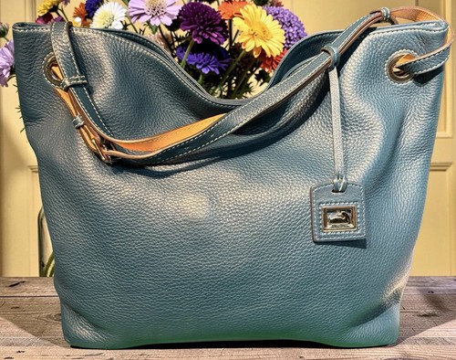 Dooney Bourke Dillen Teal Blue Pebble Leather Large Hobo Sac Tote Shoulder Bag - Picture 8 of 19