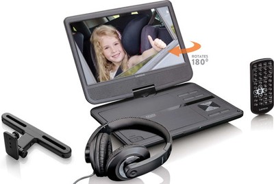 Lenco DVP-1010 Tragbarer DVD-Player 10'' USB SD Schwarz Kopfhörer Akku Auto