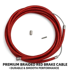 Universal Bicycle Brake Cable Wire Set – 172cm (68") Braided Red Stainless Steel