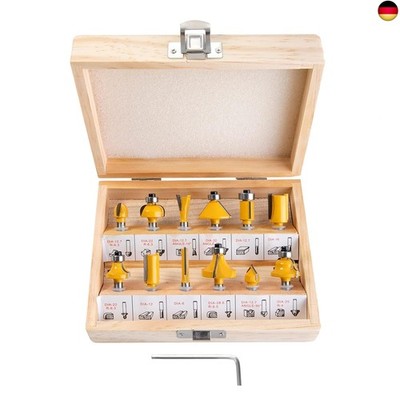 HPMAISON 12tlg. Fräser Set für Oberfräsen, Zylindrischer Schaft 6 mm, präzise Ha